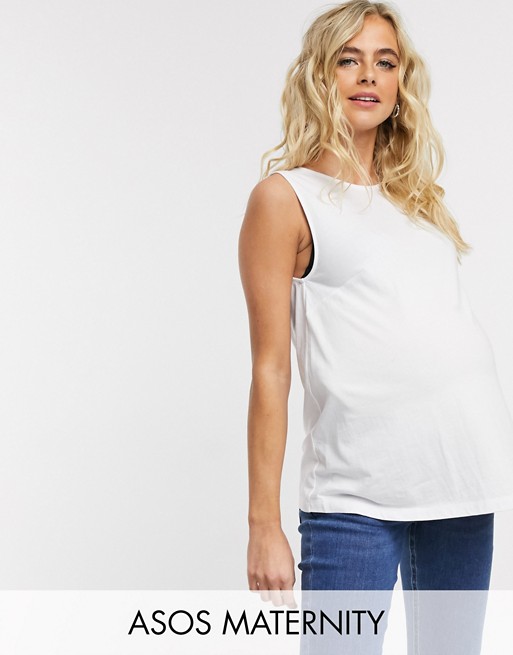 ASOS DESIGN Maternity super oversized vest with open back in white