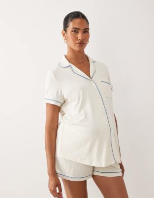 Asos Maternity Asos Design Maternity Super Soft Short Sleeve Shirt And Short Pyjama Set In Multi