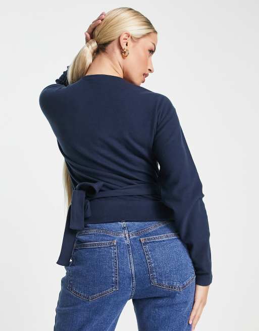 ASOS DESIGN Maternity super soft wrap top in navy, 2 of 4