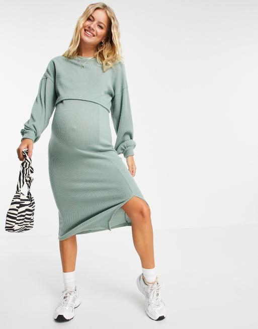 Fashion asos grey maternity dress