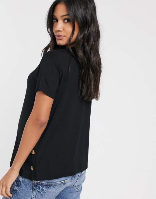 ASOS DESIGN Maternity – Svart t-shirt i amningsmodell med knappar i sidan, 2 av 4