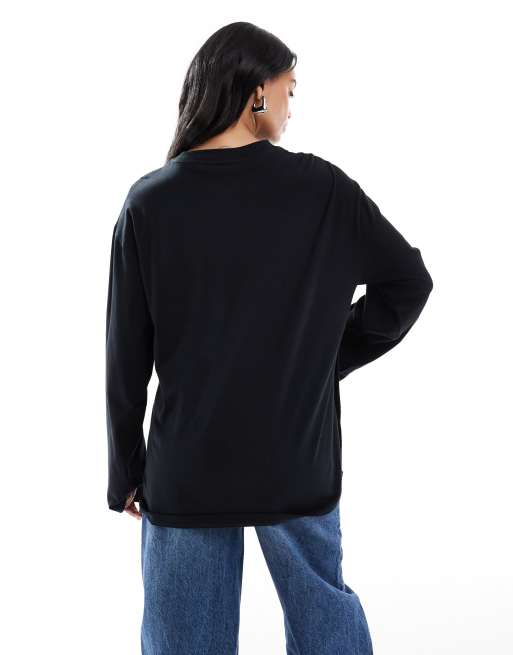 ASOS DESIGN Maternity – Svart t-shirt med långa ärmar och amningsfunktion, 3 av 4