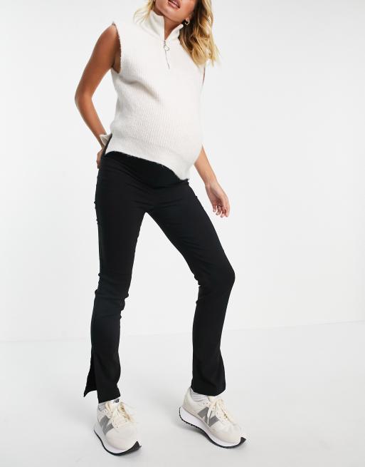 ASOS DESIGN Maternity – Svarta bengalin-byxor med hög midja och slits vid fållen, 4 av 4