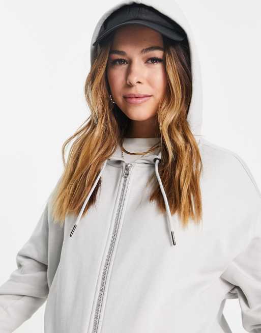 ASOS DESIGN Maternity - Sweat à capuche zippé oversize - Gris clair, 3 de 4