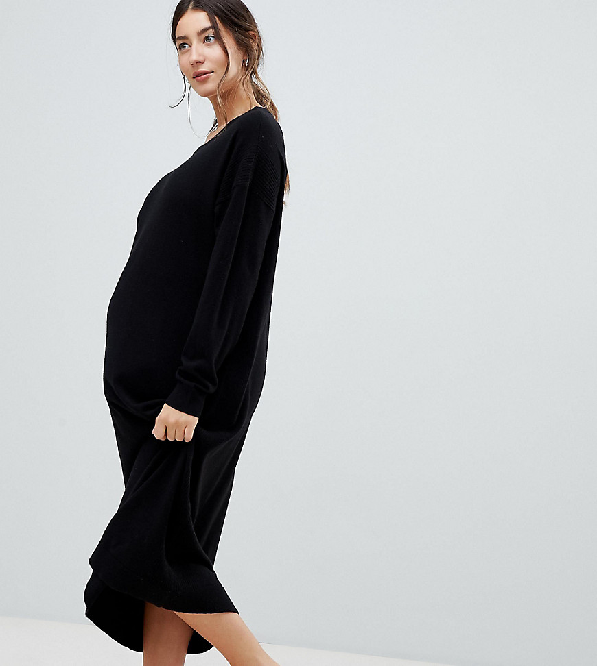 ASOS DESIGN Maternity sweater dress in fine knit-Black