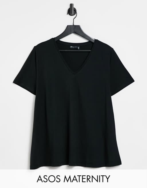 ASOS DESIGN Maternity - Swing T-shirt met V-hals in zwart