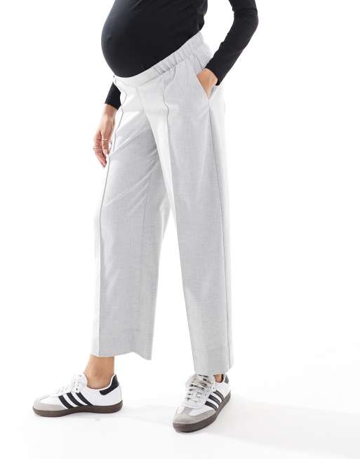 ASOS DESIGN Maternity – Szare dopasowane spodnie wciągane z nogawkami do kostek, 2 z 5
