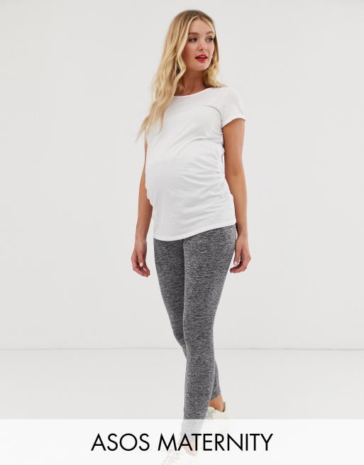 ASOS DESIGN Maternity – Szare melanżowe legginsy o fasonie zasłaniającym brzuch