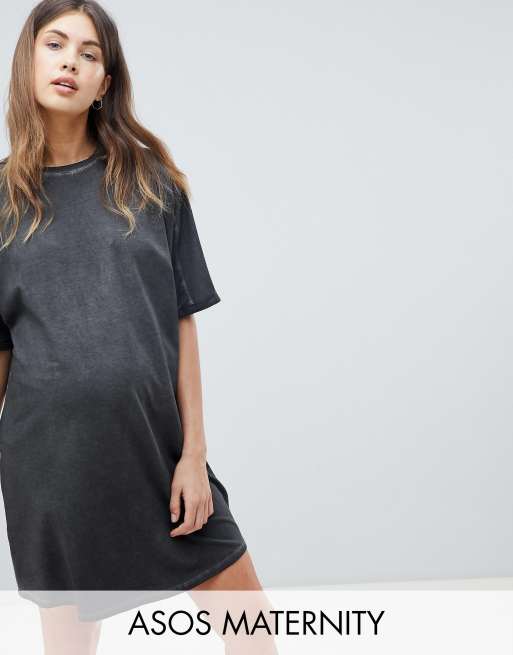 ASOS DESIGN Maternity tshirt dress with rolled sleeves and wash ASOS