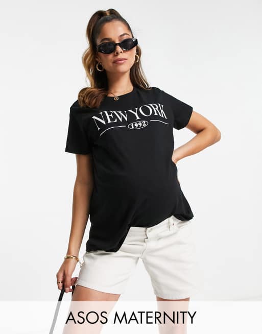 ASOS DESIGN Maternity - T-shirt met 'New York' print in zwart