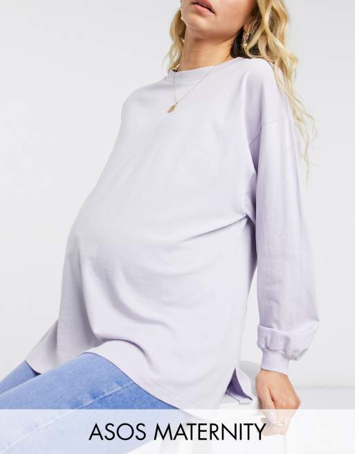 ASOS DESIGN Maternity T shirt oversize manches longues avec