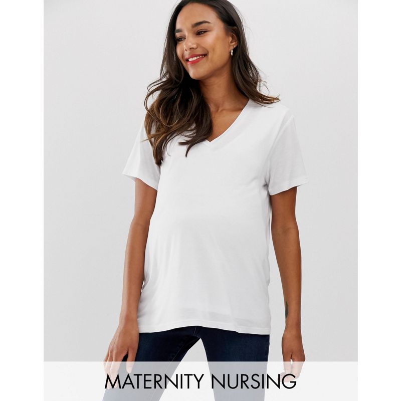 pSIcr T-shirt e Canotte DESIGN Maternity - T-shirt per allattamento bianca con scollo a V
