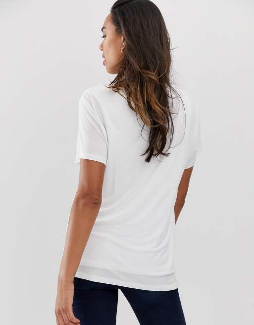 ASOS DESIGN Maternity - T-shirt per allattamento bianca con scollo a V, 2 di 4
