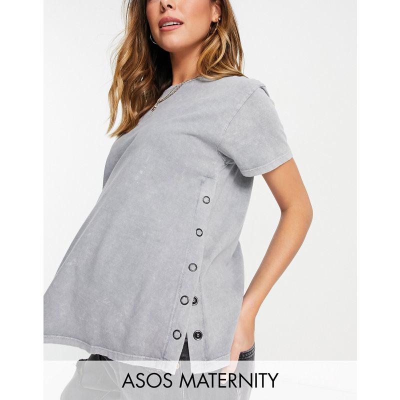 T-shirt e Canotte Top DESIGN Maternity - T-shirt per l'allattamento con bottoni a pressione laterali color antracite