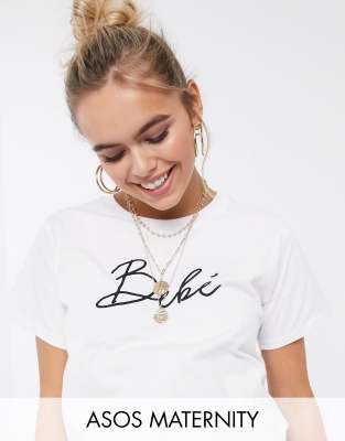 Asos Design Maternity T Shirt With Bebe Motif Asos