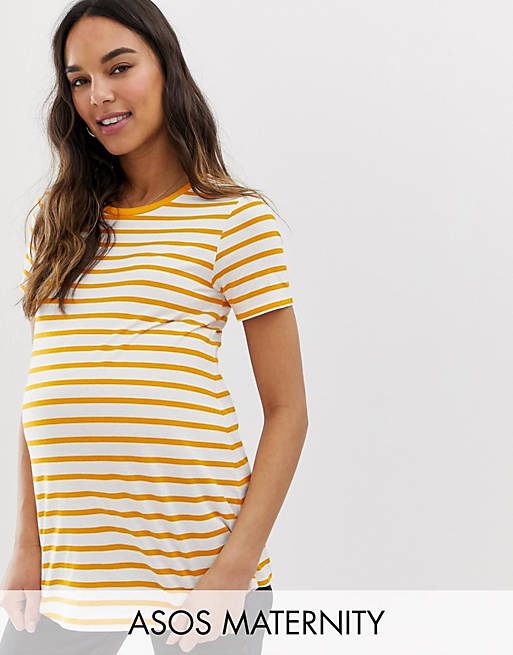 ASOS DESIGN Maternity t-shirt with crew neck in stripe