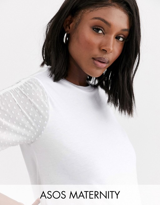 ASOS DESIGN Maternity t-shirt with dobby ruched sleeve