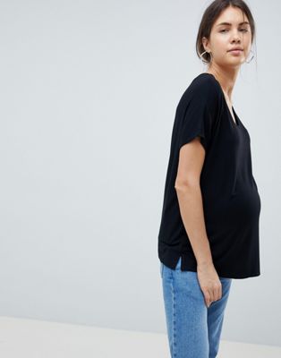 ASOS DESIGN Maternity t-shirt with drapey batwing sleeve in black