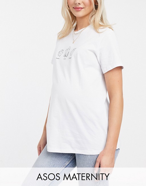 ASOS DESIGN Maternity t-shirt with drawn crystal motif