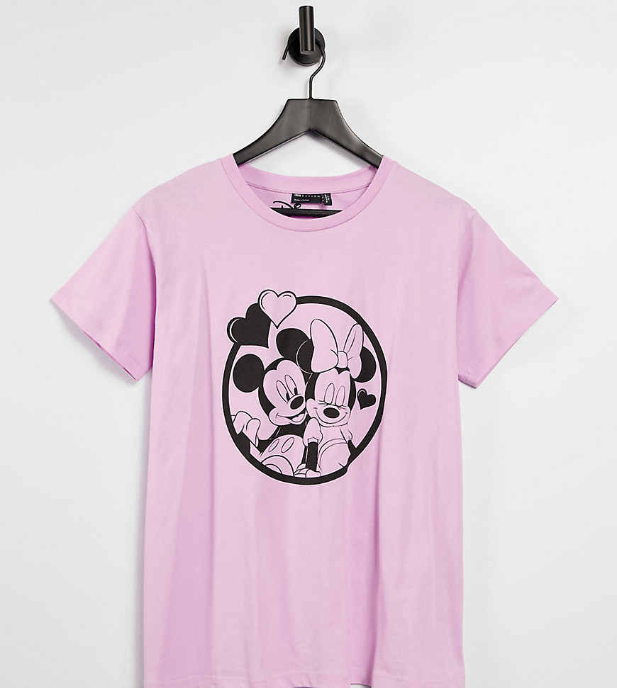 Asos Maternity Asos Design Maternity T-shirt With Micky And Minnie Print In Washed Pink