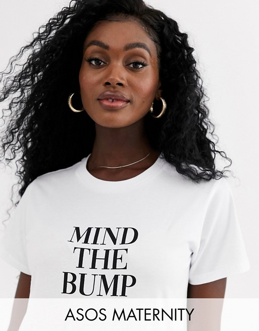 ASOS DESIGN Maternity t-shirt with mind the bump motif