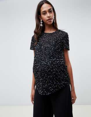 asos black sequin top