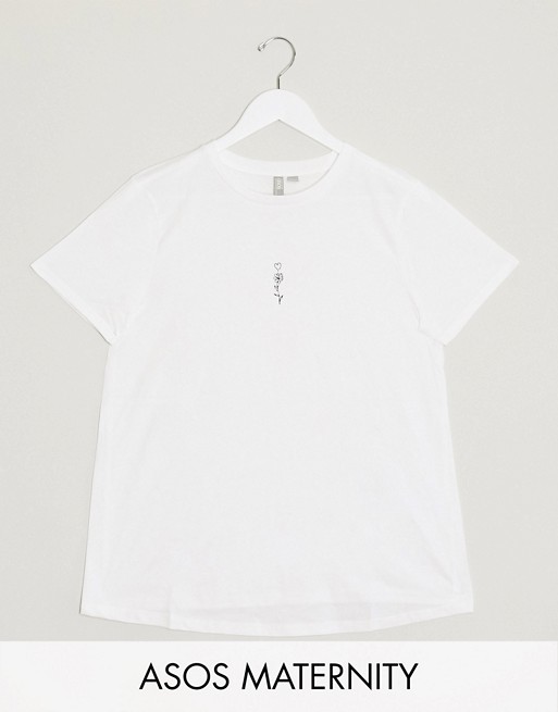 ASOS DESIGN Maternity t-shirt with tiny sketchy flower motif in organic cotton