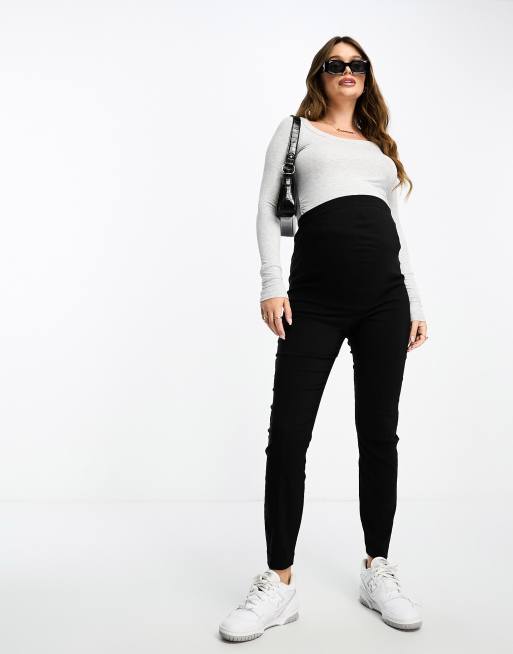 ASOS DESIGN Maternity tailored high waist skinny pants in black, 2 of 4