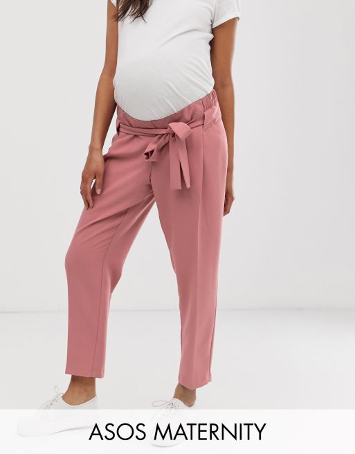 ASOS DESIGN tailored tie waist tapered ankle grazer trousers