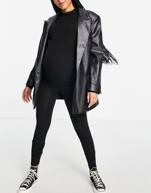 ASOS DESIGN Maternity Tall over the bump leggings in black