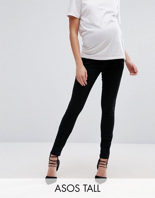 ASOS DESIGN Maternity Tall Ridley 'skinny' Jean In Clean Black With Over The bump waistband