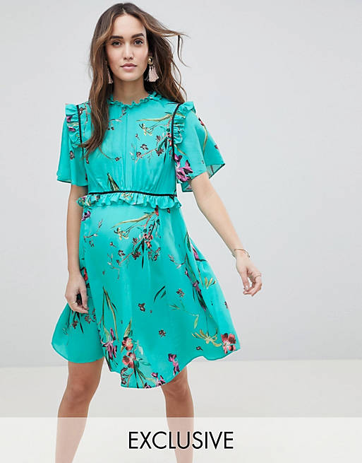 ASOS DESIGN Maternity Tea mini dress With Ruffle Detail In Floral Print