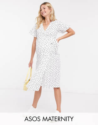 maternity midi wrap dress