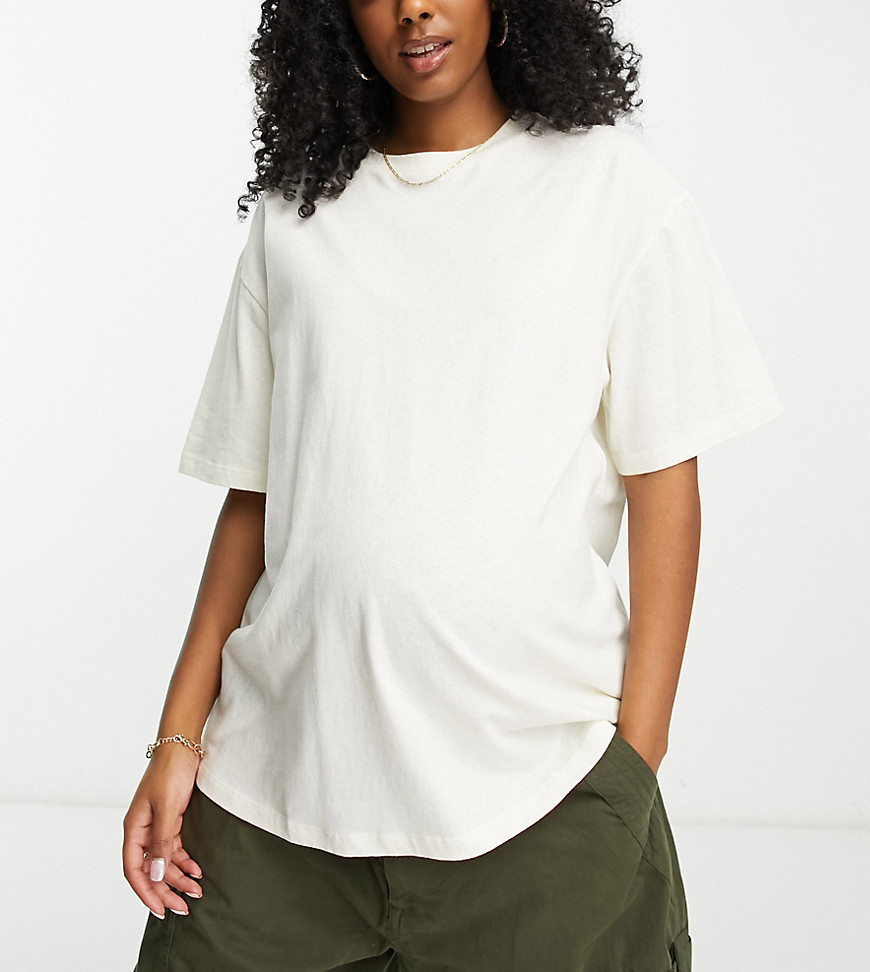 Asos Maternity Asos Design Maternity Textured Oversized T-shirt In Cream-white