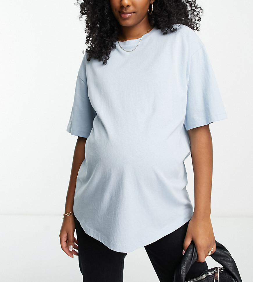 Asos Maternity Asos Design Maternity Textured Oversized T-shirt In Soft Blue