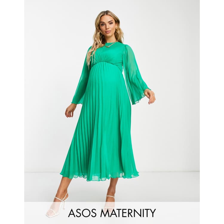 green emerald velvet dress Pinkblush Maternity Beige Smocked Tie Strap Midi Dress