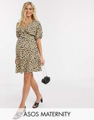 asos leopard maternity dress
