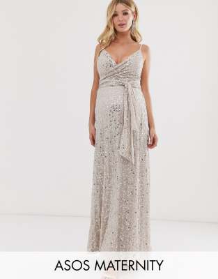 gold maternity maxi dress