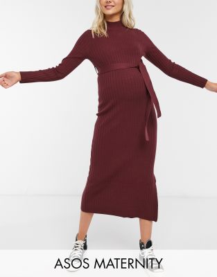 dark red maternity dress