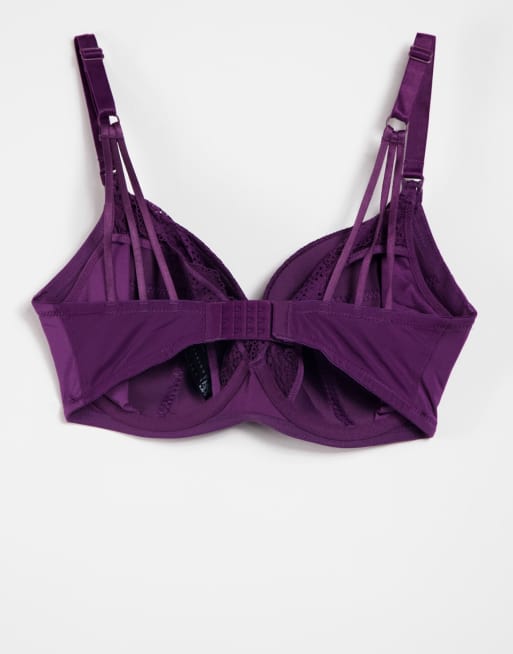 ASOS DESIGN Maternity – Tief ausgeschnittener, gepolsterter Still-BH mit Spitze in Lila, 2 von 4
