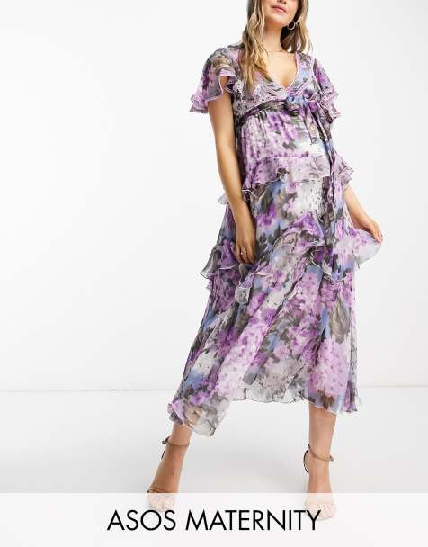 ASOS DESIGN Maternity nursing cape double layer bodycon midi dress in  floral print