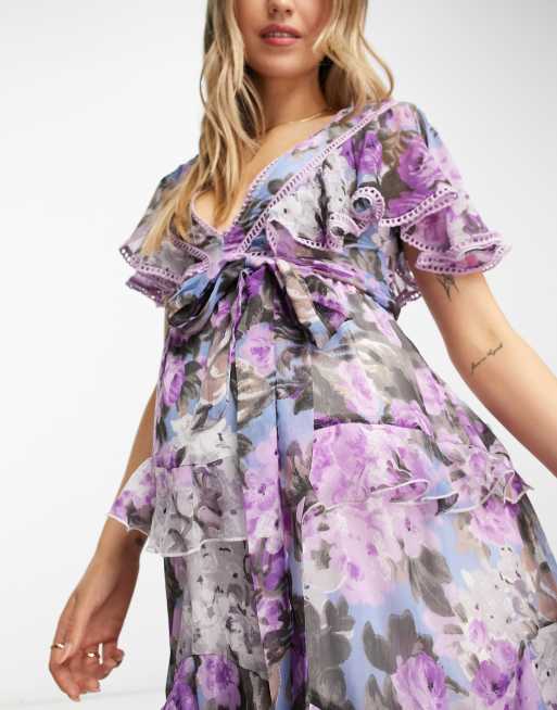 Ruffle Asos Design Maternity Lace Wrap Midi Dress ASOS DESIGN