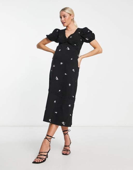 Asos black cheap lace maternity dress