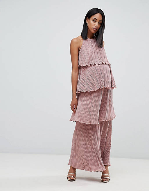 ASOS DESIGN Maternity tiered plisse maxi dress
