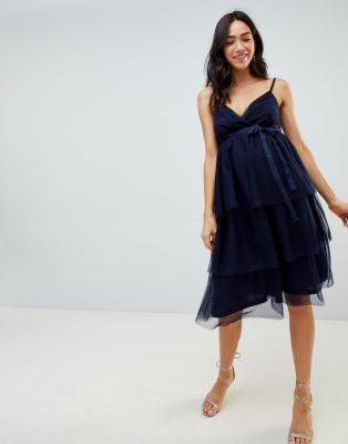 tiered tulle midi dress