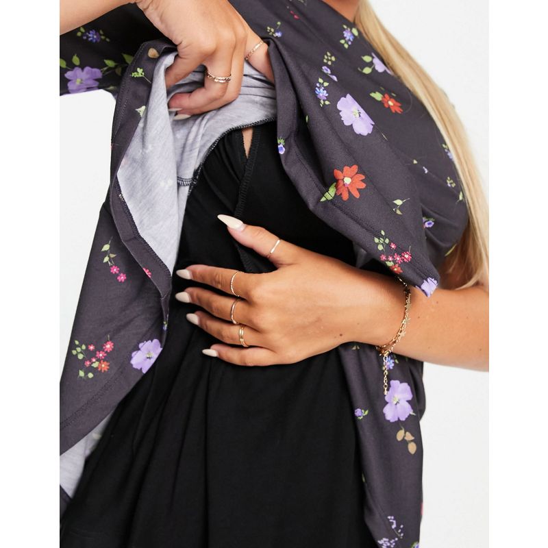 Donna T-shirt e Canotte DESIGN Maternity - Top a punto smock per l'allattamento con stampa a fiori