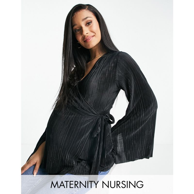 Top 0uGdv DESIGN Maternity - Top avvolgente per l'allattamento plissé nero