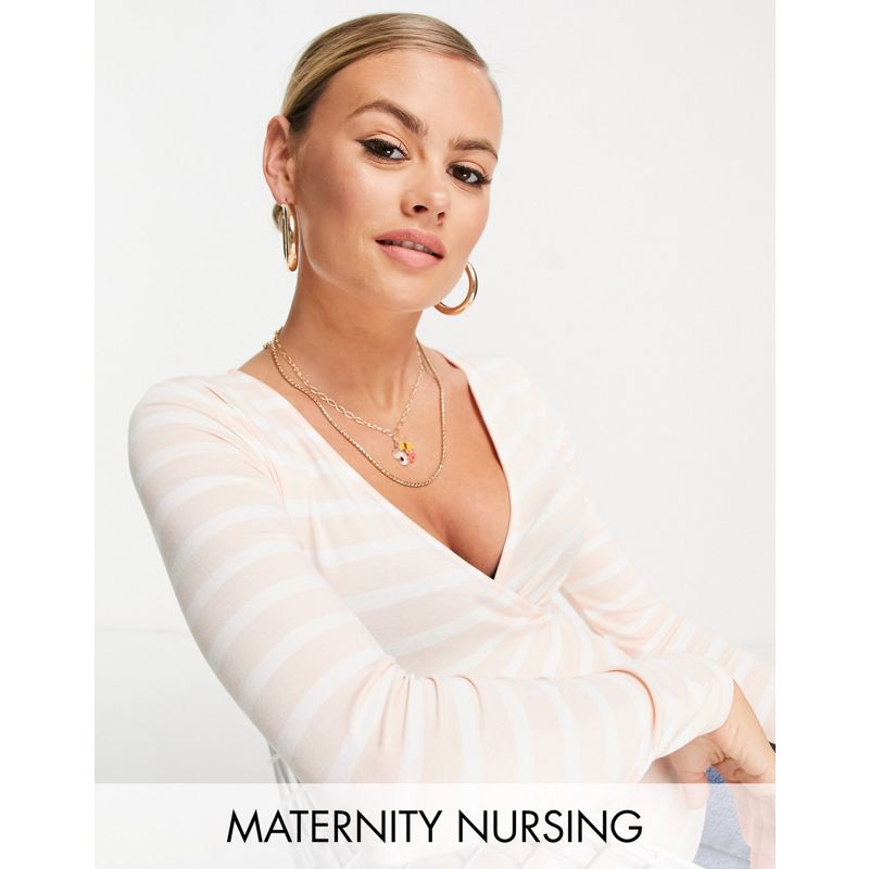 Camicie e bluse Donna DESIGN Maternity - Top avvolgente per l'allattamento rosa a righe 