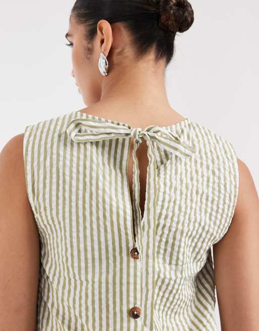 ASOS DESIGN Maternity - Top d'ensemble sans manches en crépon à rayures, 4 de 4
