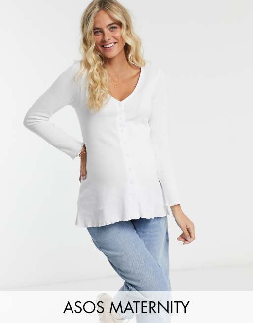 ASOS DESIGN Maternity - Top met knopen aan de voorkant en wafeltextuur